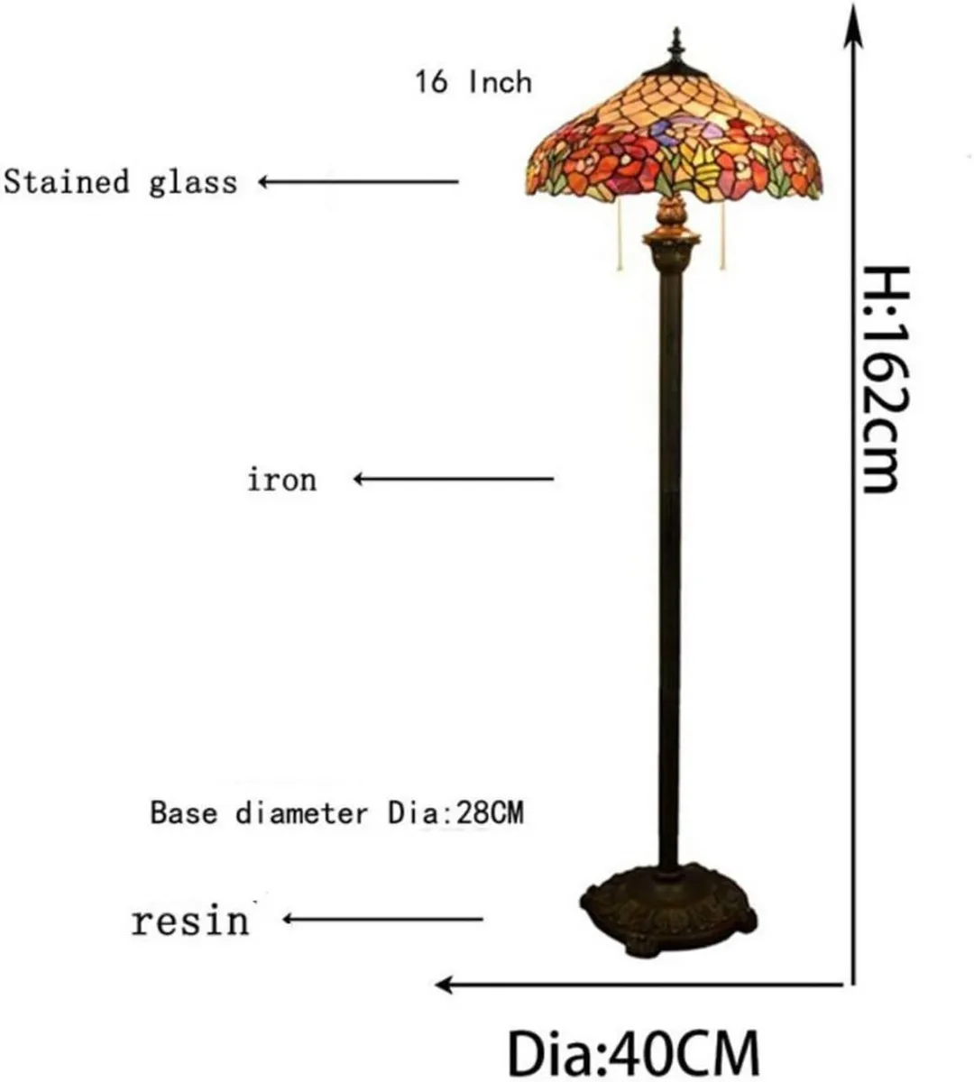 Tiffany-Style Roses Floor Lamp with 16" Shade - Image 3