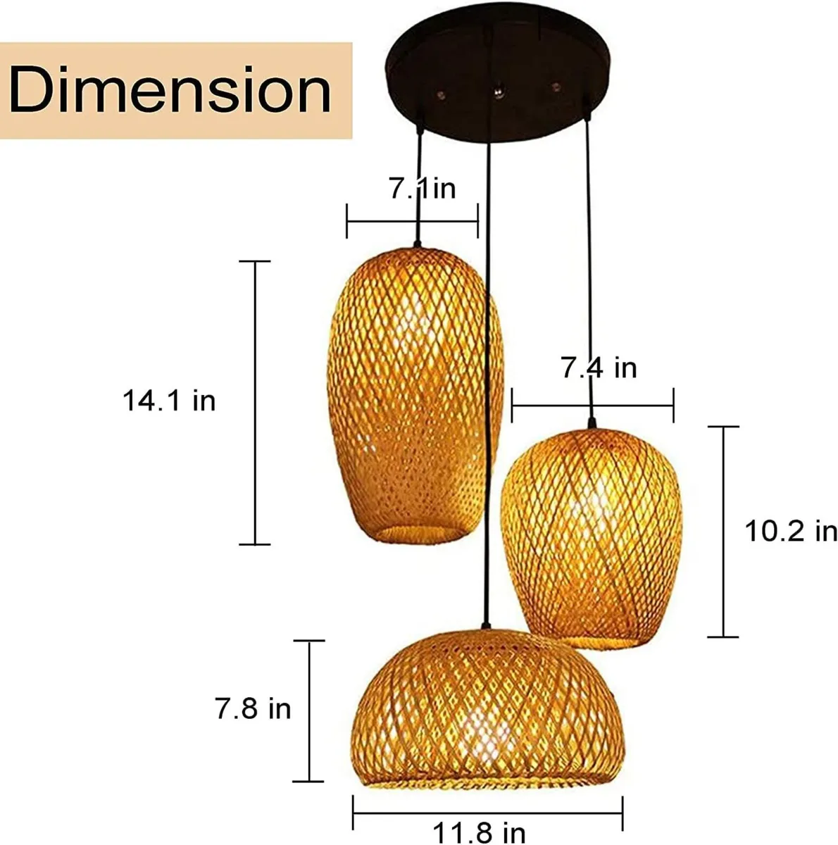 Bamboo Lantern Pendant Lamp Retro Japanese Style - Image 4
