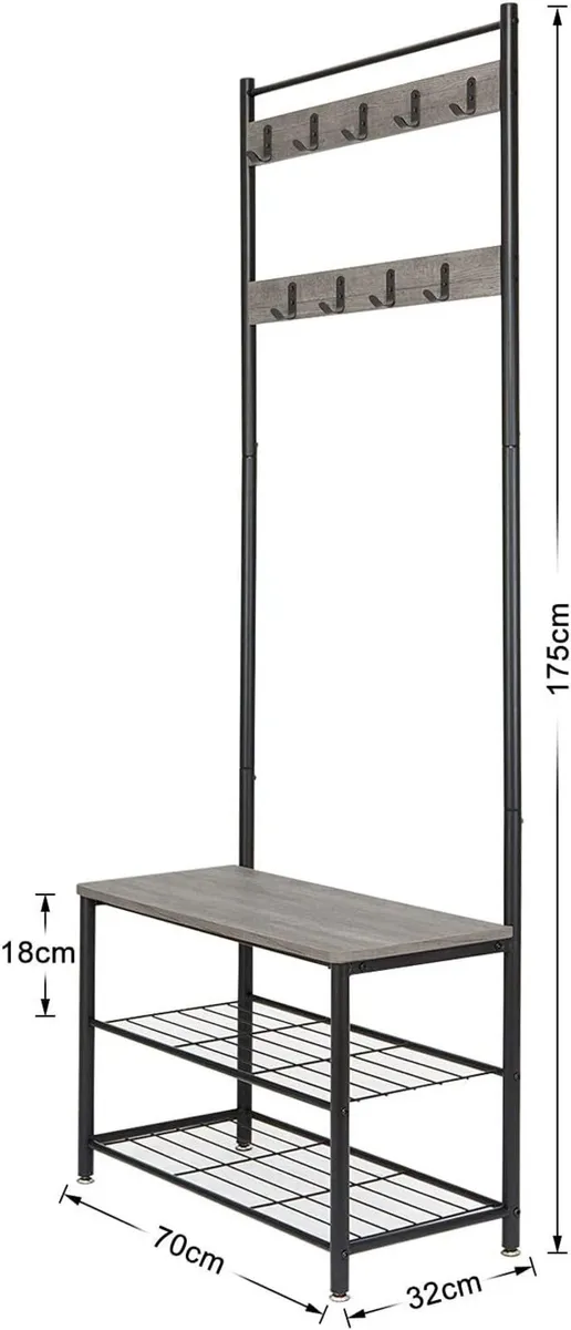Coat Rack Stand Shoe Clothes Storage Bench - Image 3