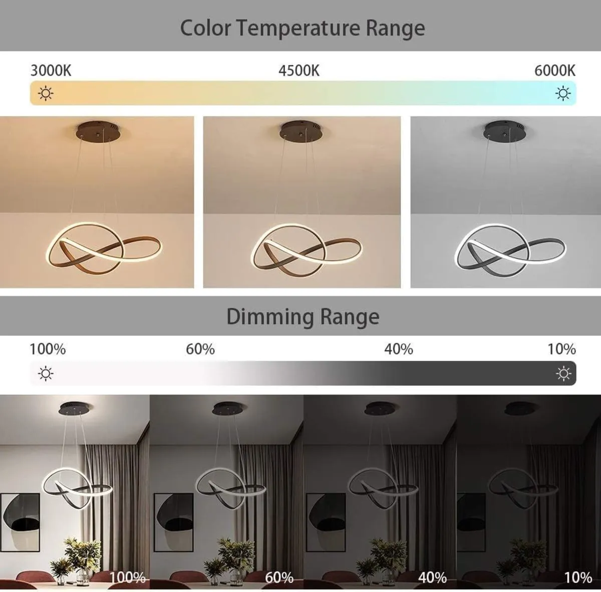 LED Kitchen Island Chandelier Lamp Ceiling 37W - Image 2