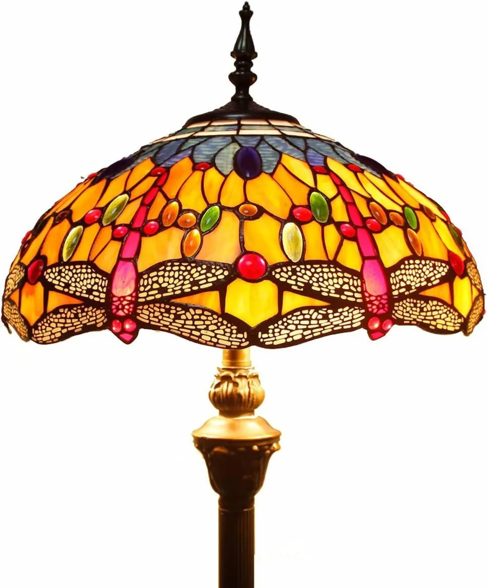 Tiffany Floor Lamp Stained Glass Crystal Bead - Image 1
