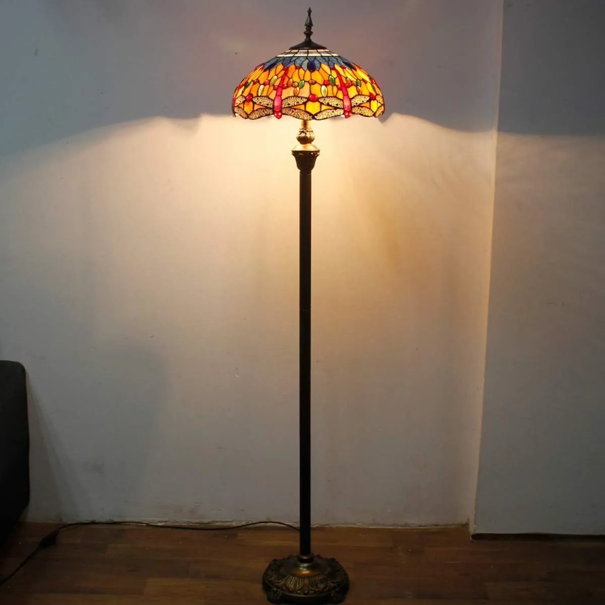 Tiffany Floor Lamp Stained Glass Crystal Bead - Image 2