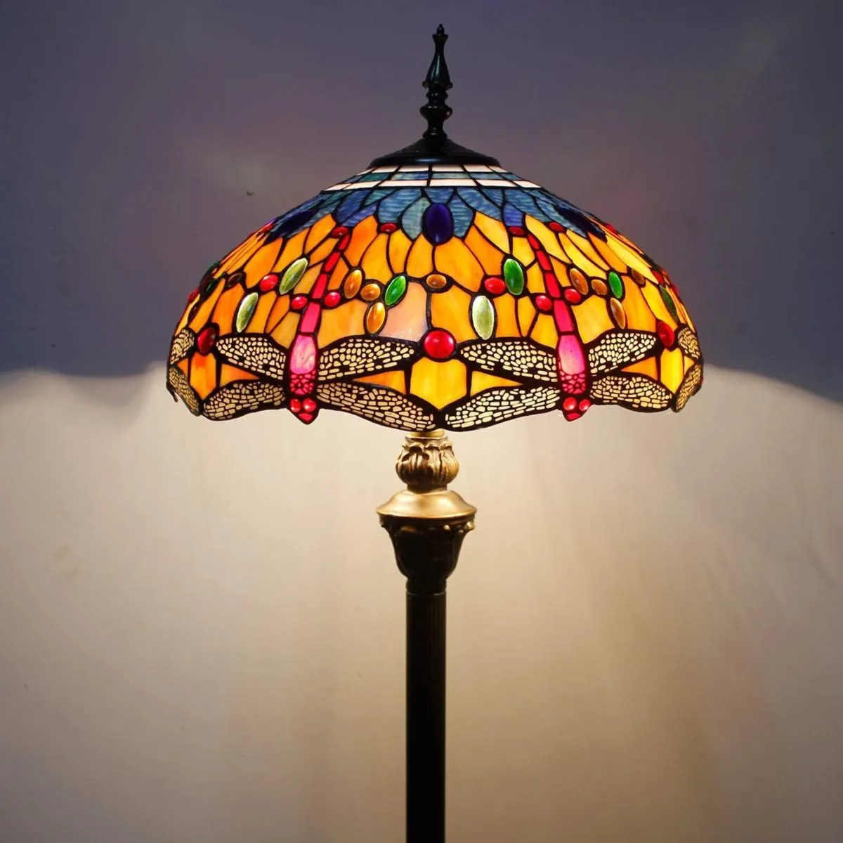 Tiffany Floor Lamp Stained Glass Crystal Bead - Image 4