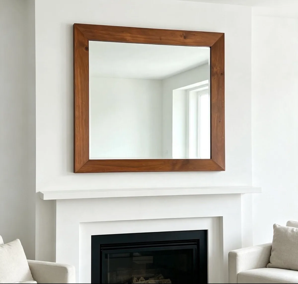Large Square Wooden Mirror. 35.5 inches x 35.5 - Image 1