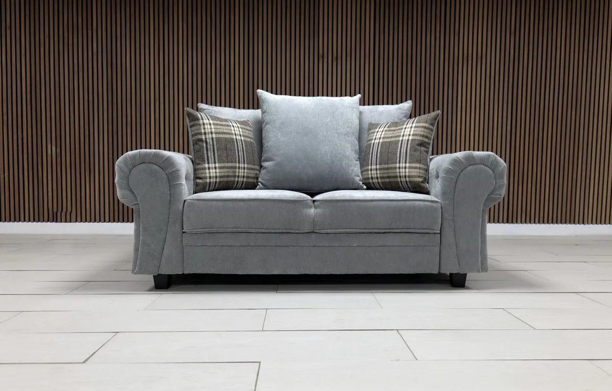 Verona 2 Seater Grey Fabric Sofa - Image 2