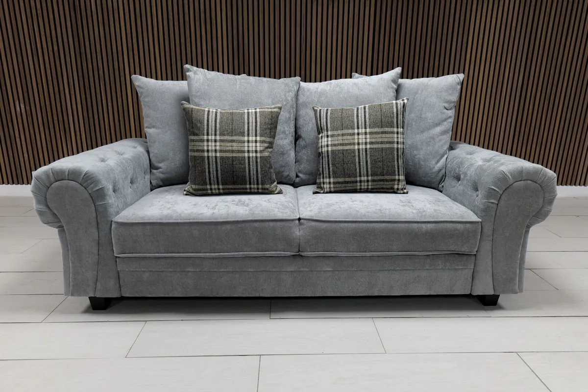 Verona 2 Seater Grey Fabric Sofa - Image 1