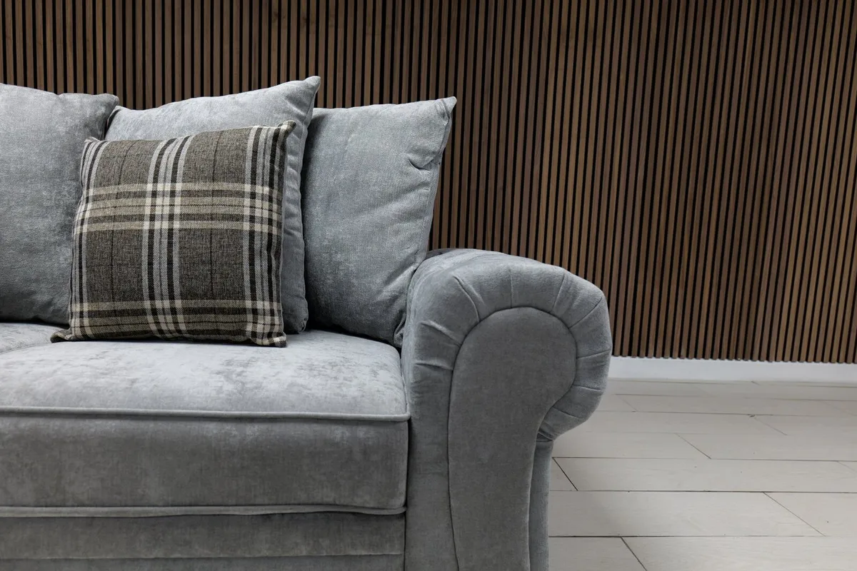 Verona 2 Seater Grey Fabric Sofa - Image 3