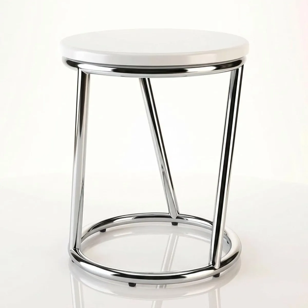 Bathroom Stool Round Chrome Metal Sturdy Seat Bar - Image 1