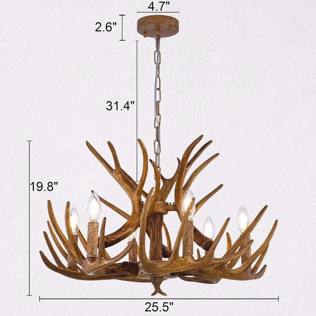 Chandelier 6 Light 25 Inches Dia American Rural - Image 2