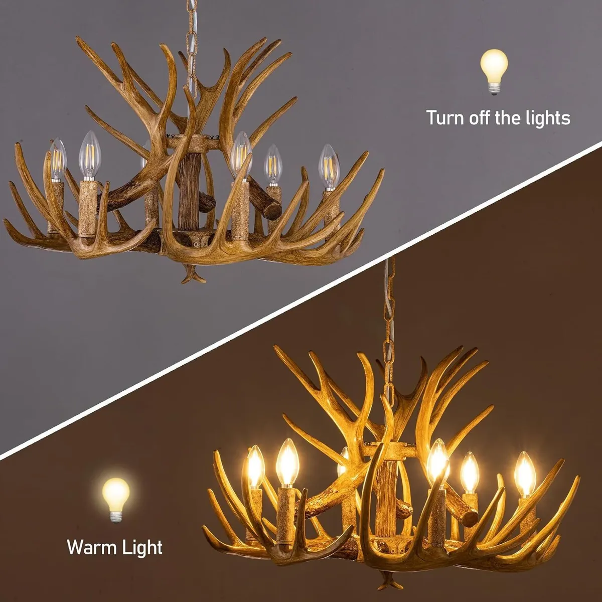 Chandelier 6 Light 25 Inches Dia American Rural - Image 3