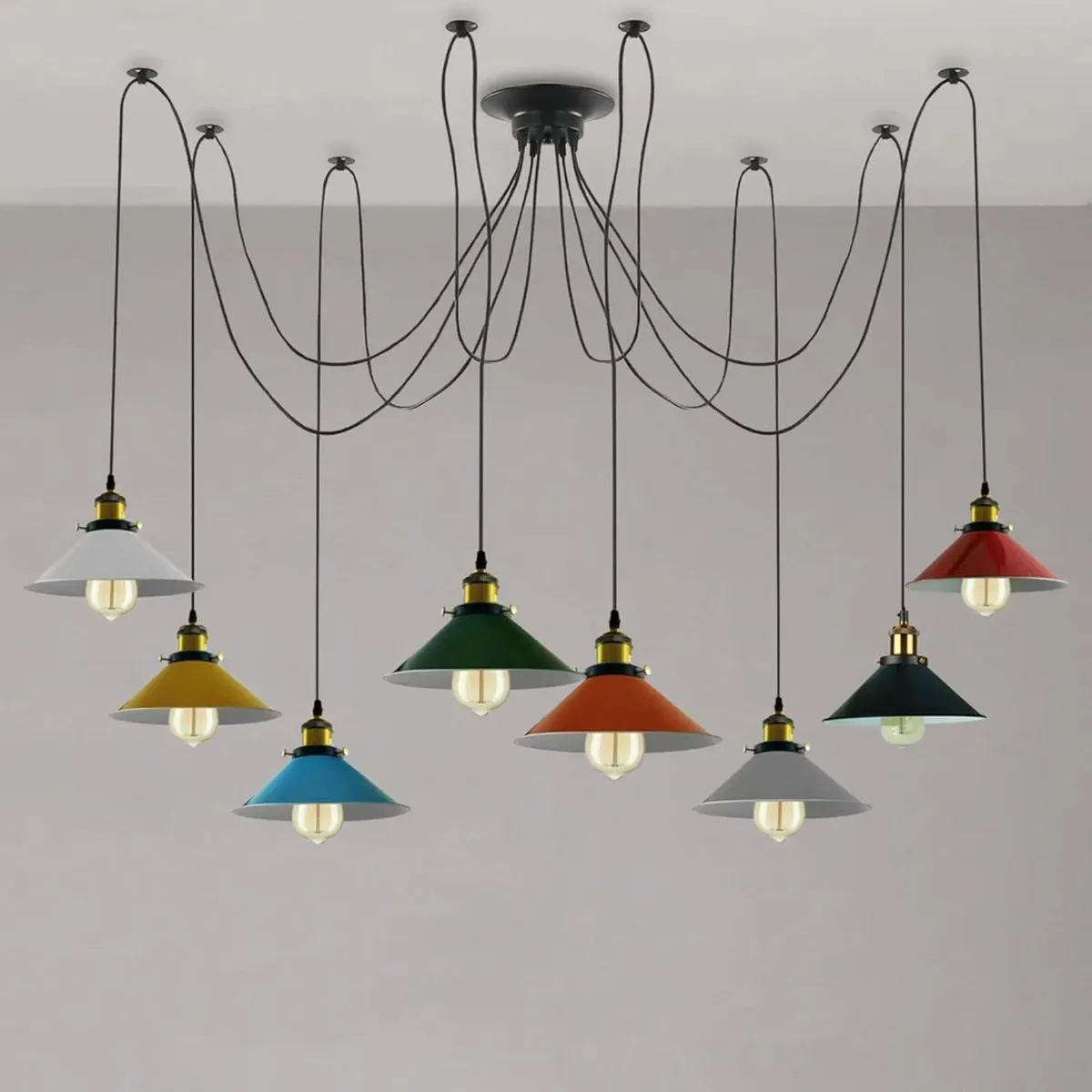 8 Head Spider Pendant Light Industrial Multi - Image 1