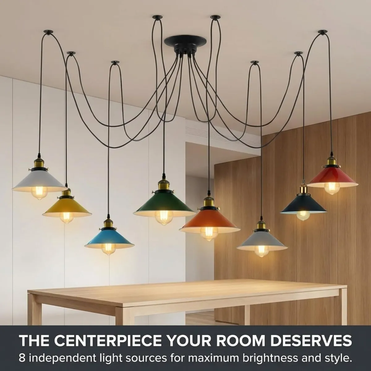8 Head Spider Pendant Light Industrial Multi - Image 4