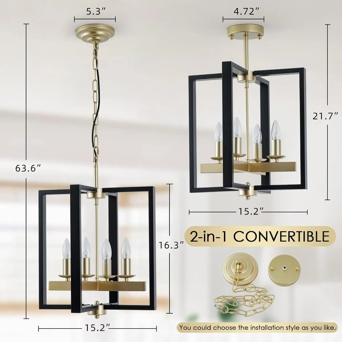 Industrial Lantern Chandelier 4-Light Modern - Image 3