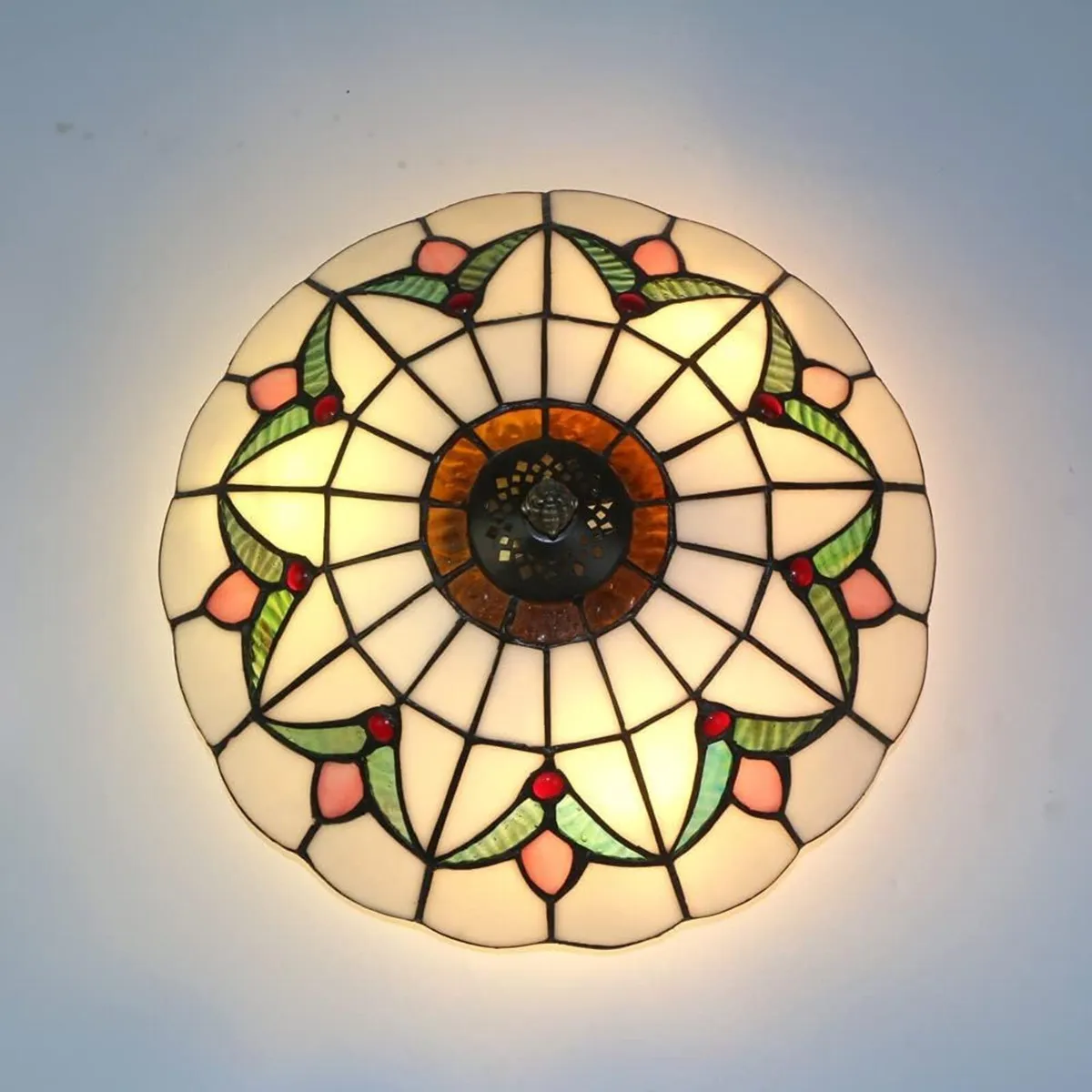 Tiffany Style Stained Glass Ceiling Lamp 16 Inch - Image 2