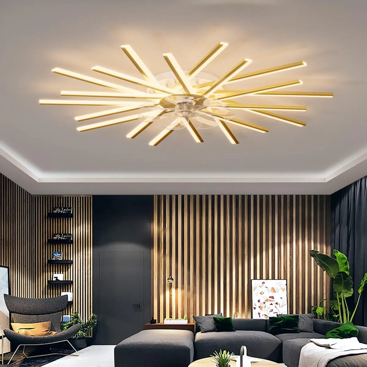 Ceiling Fan with Lights Flush Mount Dimmable - Image 1