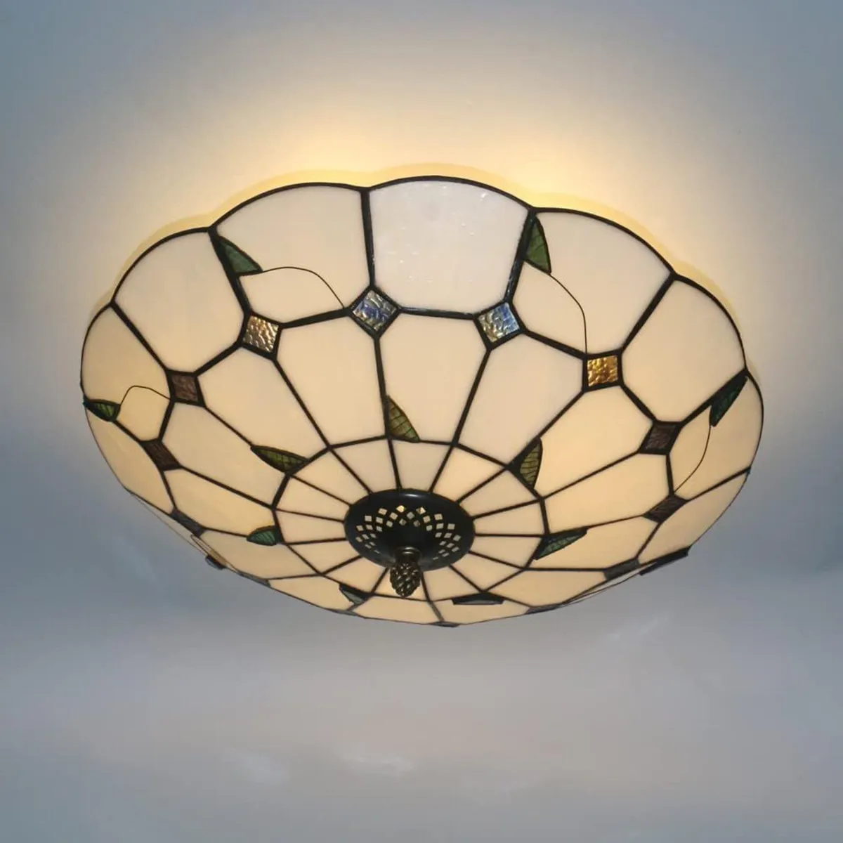 16 Inch Tiffany Style Stained Glass Ceiling Light - Image 1
