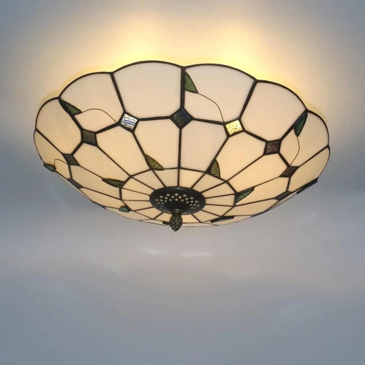 16 Inch Tiffany Style Stained Glass Ceiling Light - Image 3
