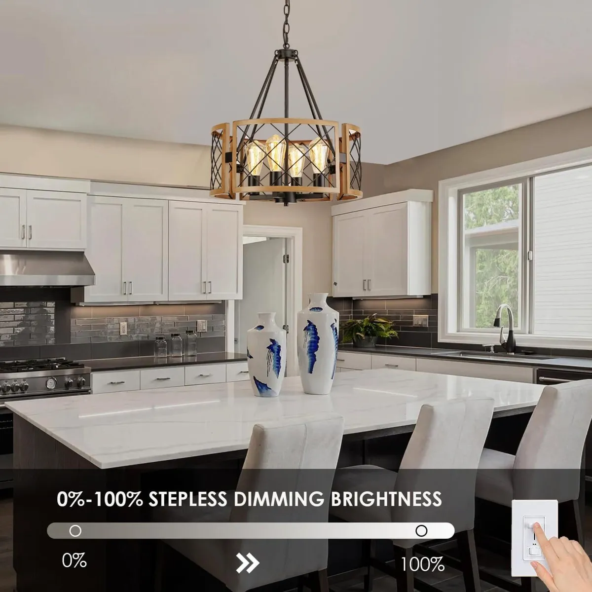 D19'' Farmhouse Chandelier for Dining Room - Image 4