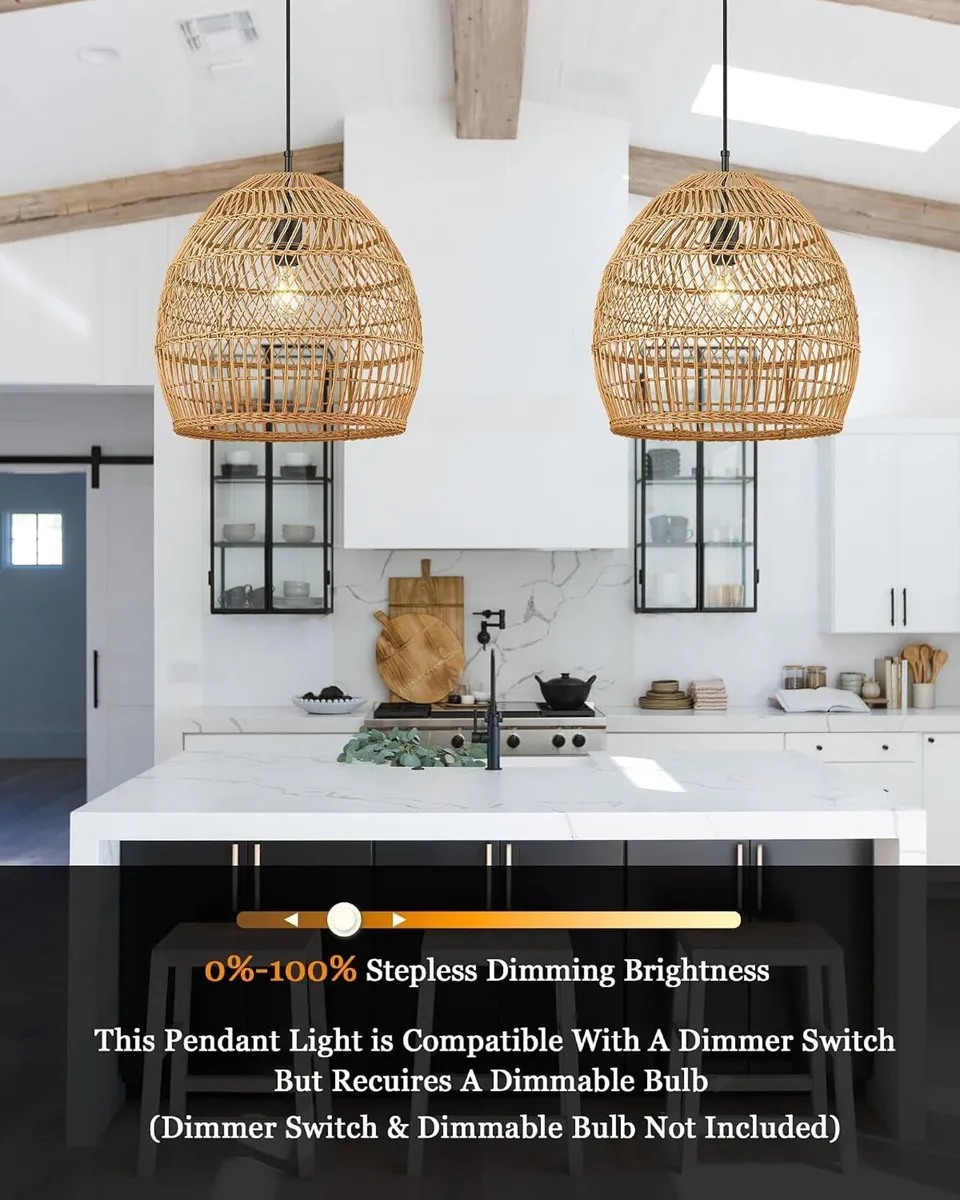 16” Large Boho Rattan Chandelier Modern Rustic - Image 3
