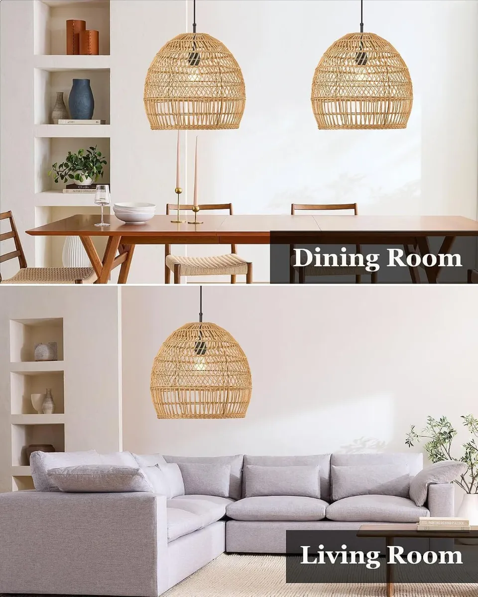 16” Large Boho Rattan Chandelier Modern Rustic - Image 4