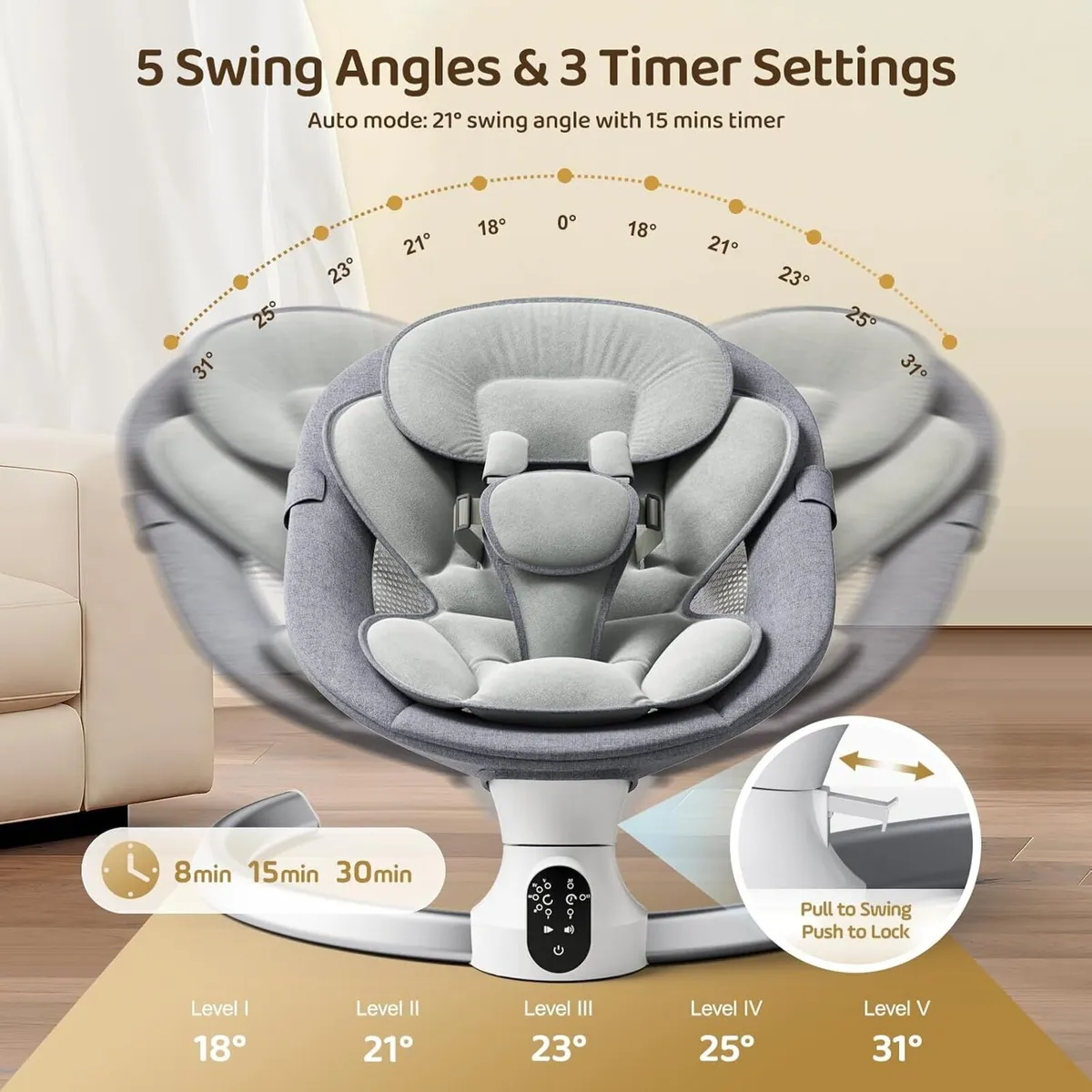 Baby Swing Chair Electric Bouncer with 5 - Image 2