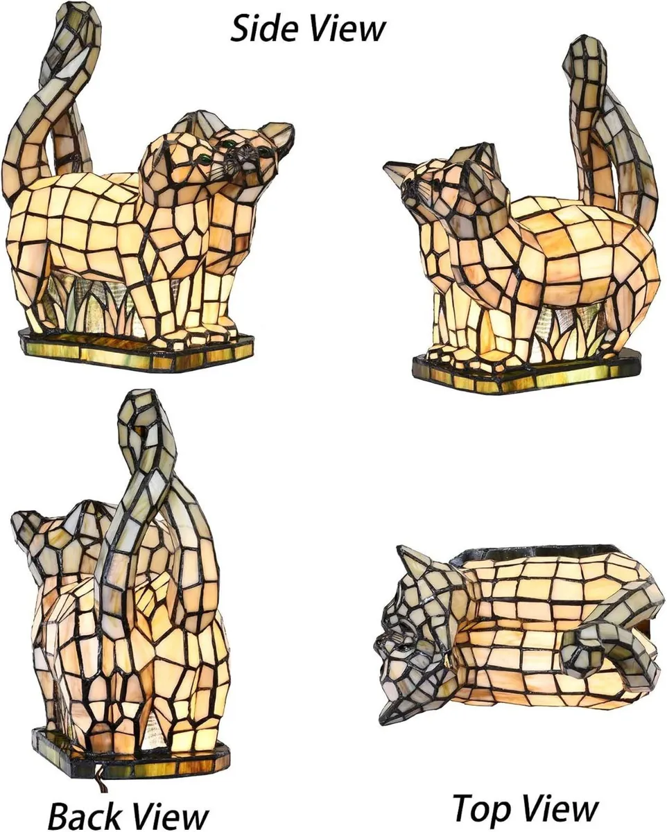 Kittens in Love Tiffany Style Stained Glass Accent - Image 3