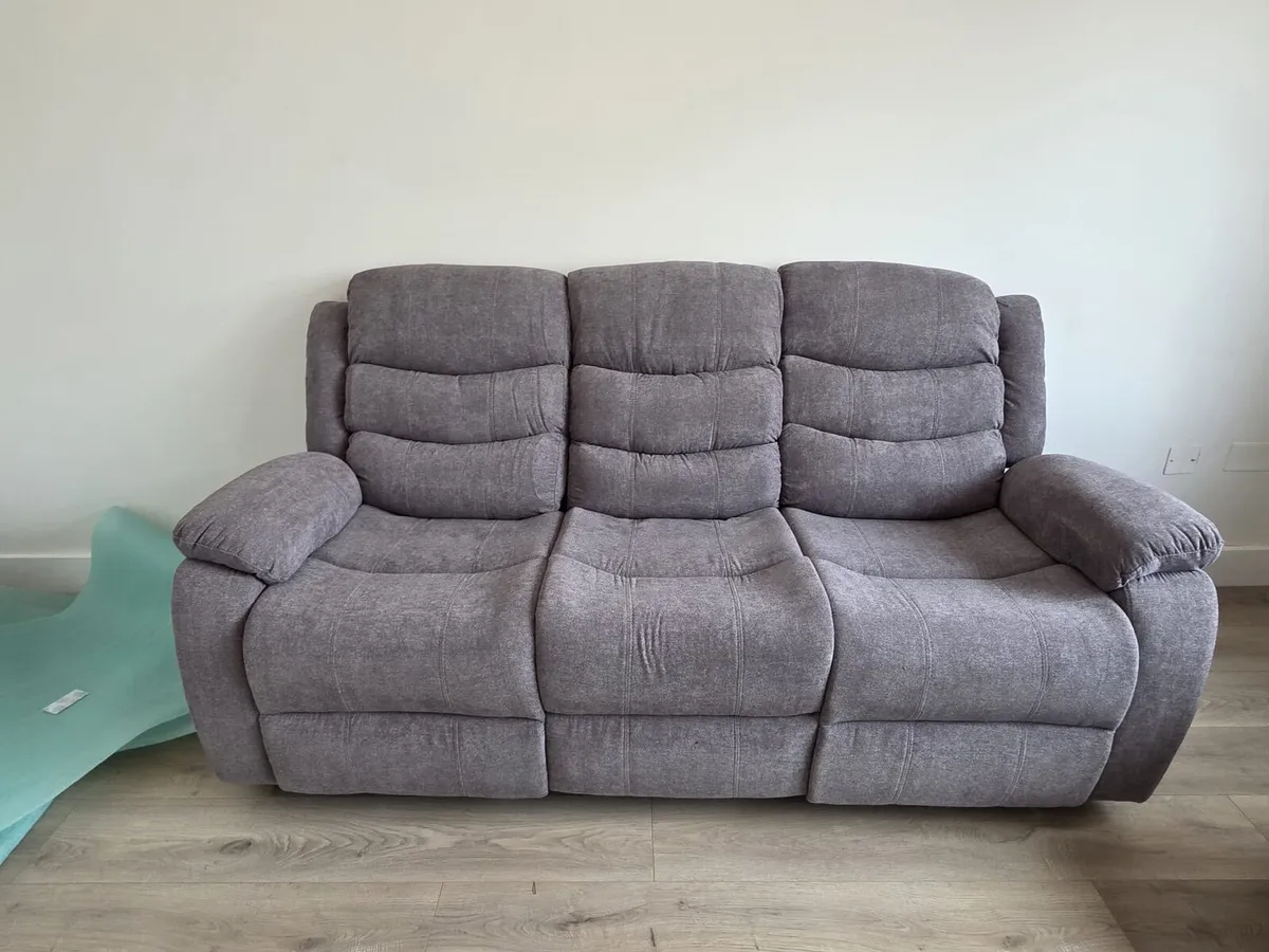 Roma 3+2 Grey Fabric Manual Recliner Sofa Set - Image 4