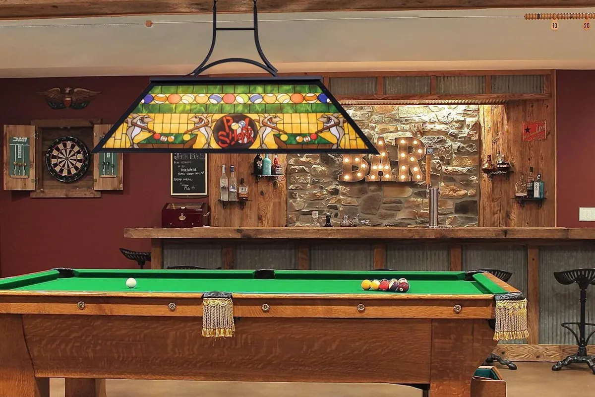 Vintage Pool Table Light 3-Light Rustic Billiards - Image 3