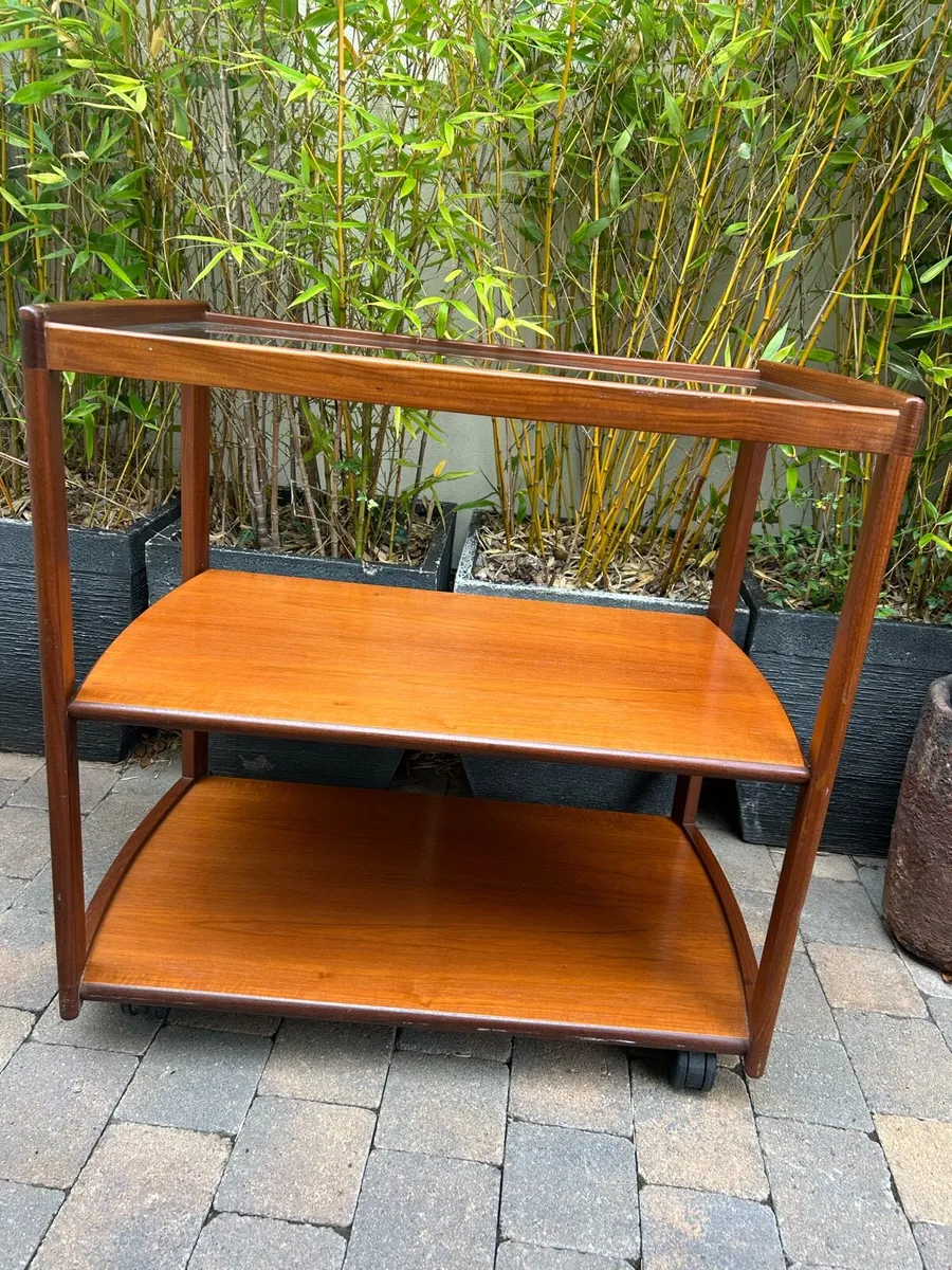 Mid century teak sideboard media trolley retro - Image 1
