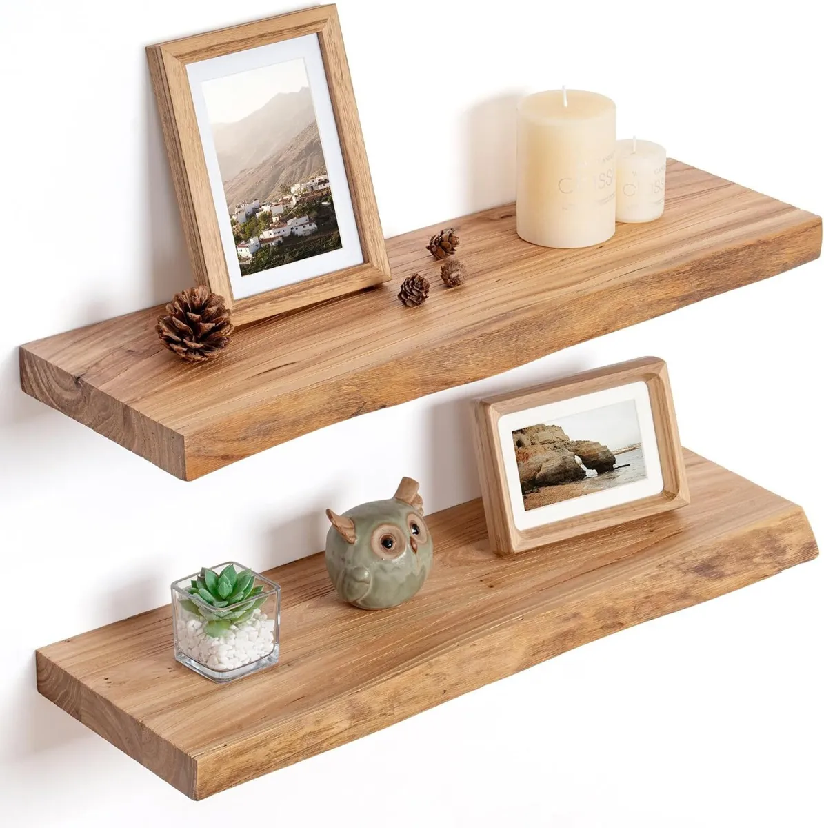 Floating Shelves for Wall Decor Rustic Solid (Set - Image 1