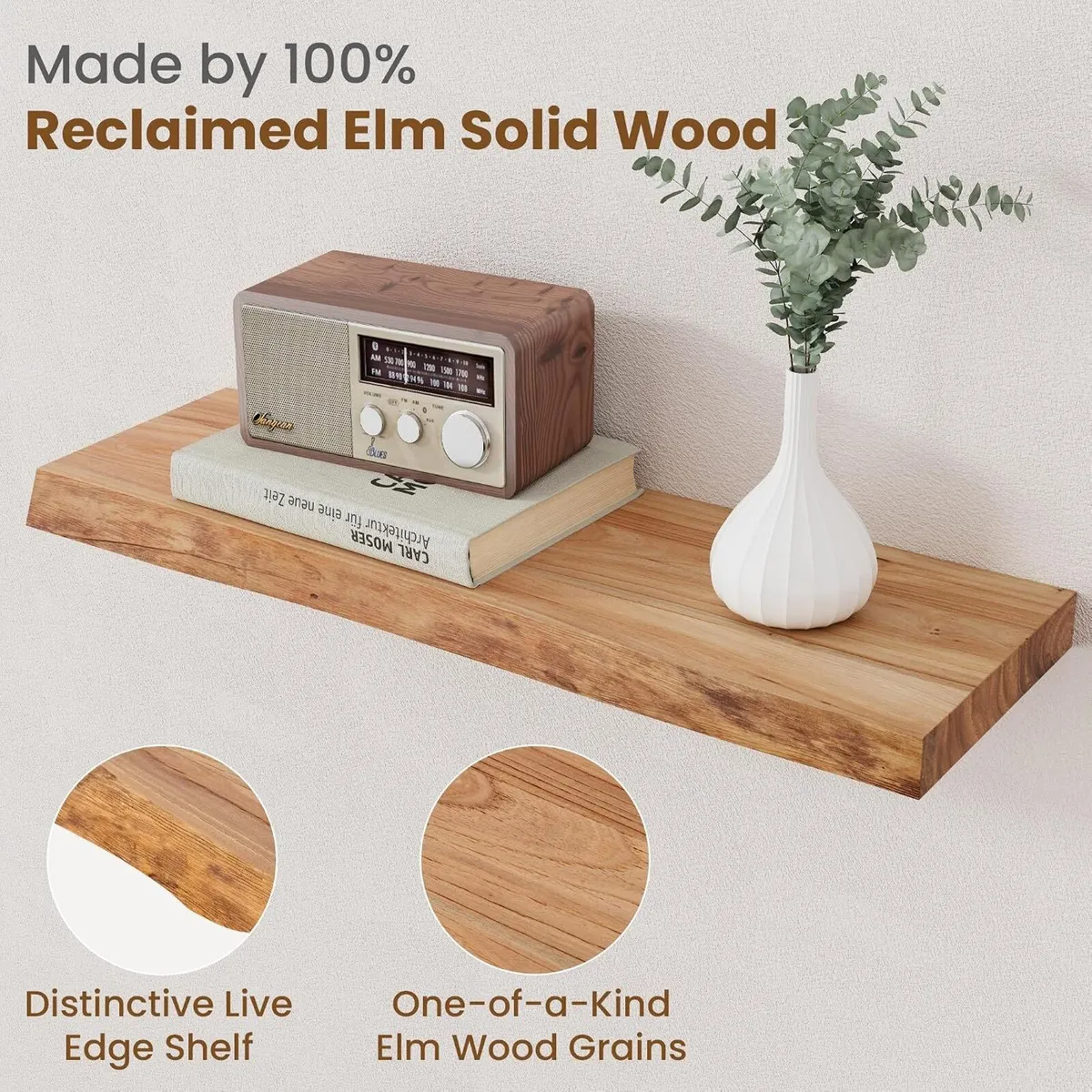Floating Shelves for Wall Decor Rustic Solid (Set - Image 3