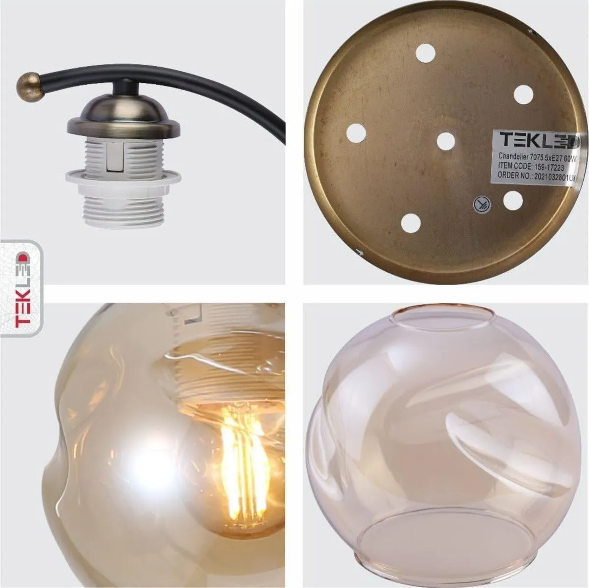 Glass Dome and Antique Brass Metal Semi Flush - Image 4
