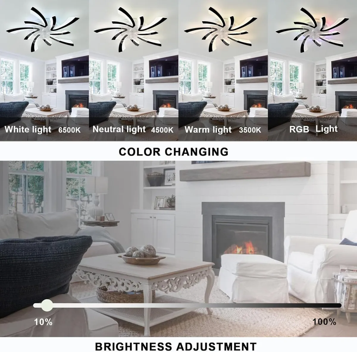 Ceiling Fans with Lights and Remote Control Modern - Image 2