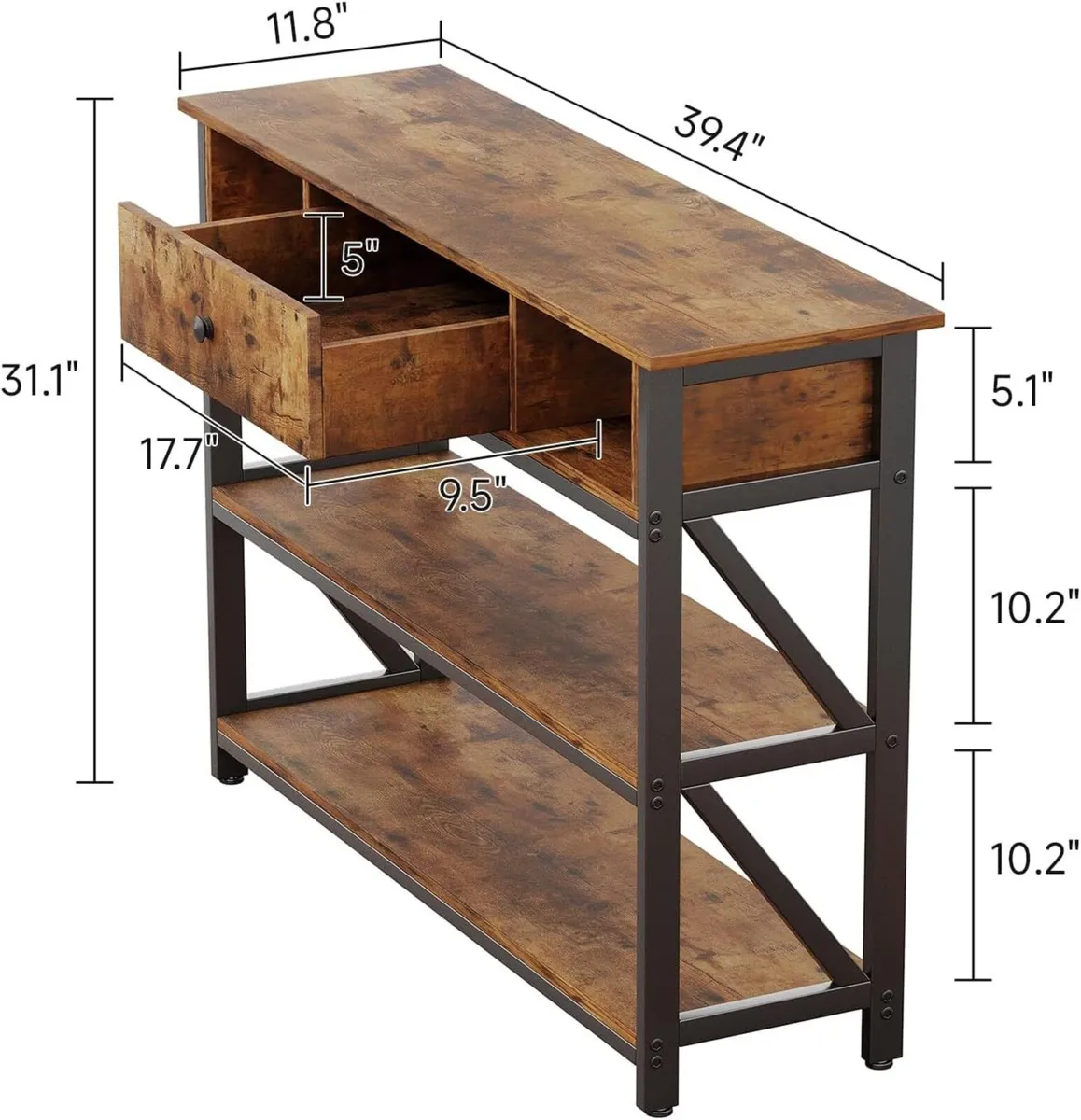 Console Table with Drawer Shelves 100CM Hallway - Image 2