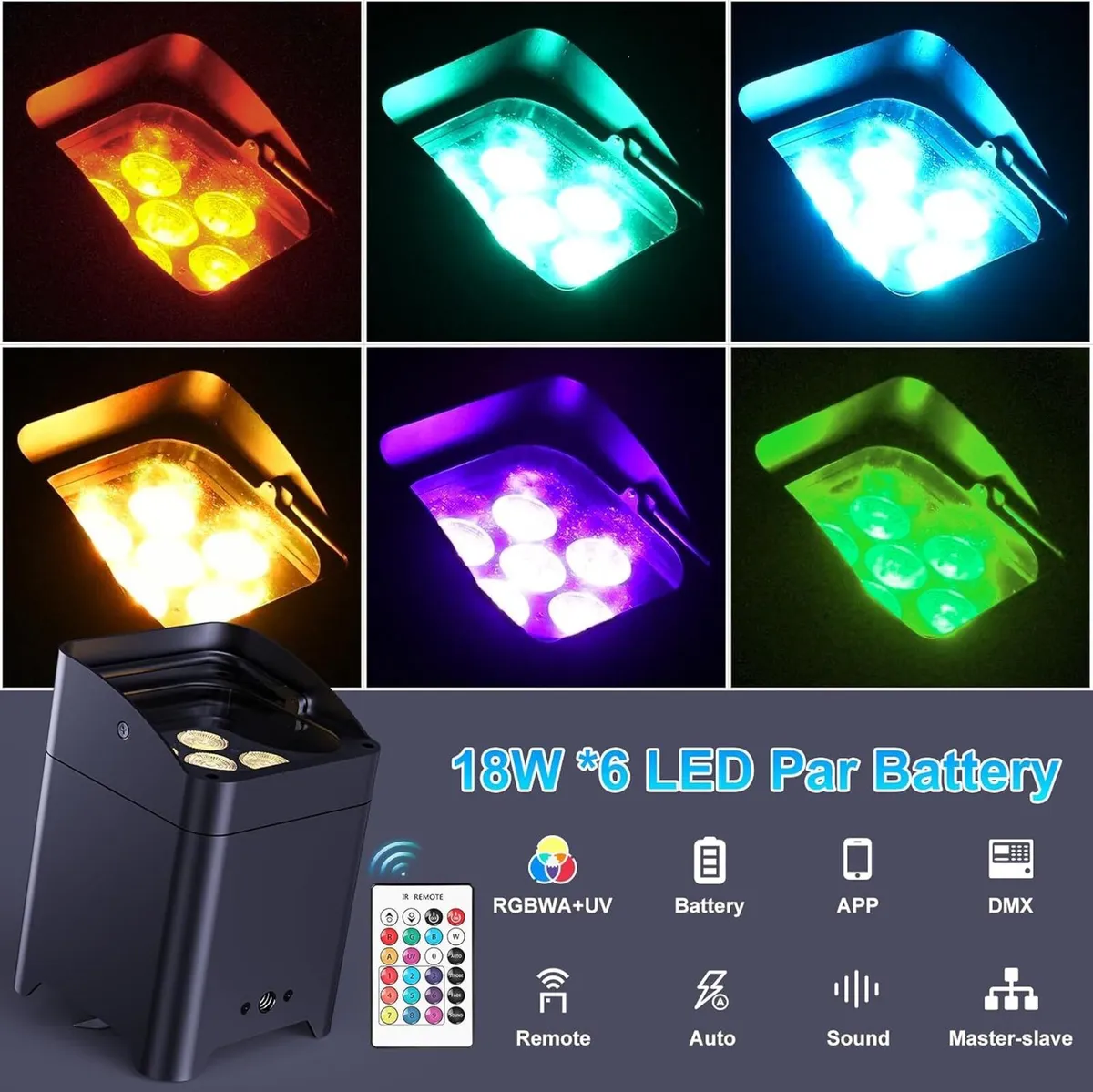 108W LED Par Uplighter Wireless Rgbwa+UV Mah - Image 2