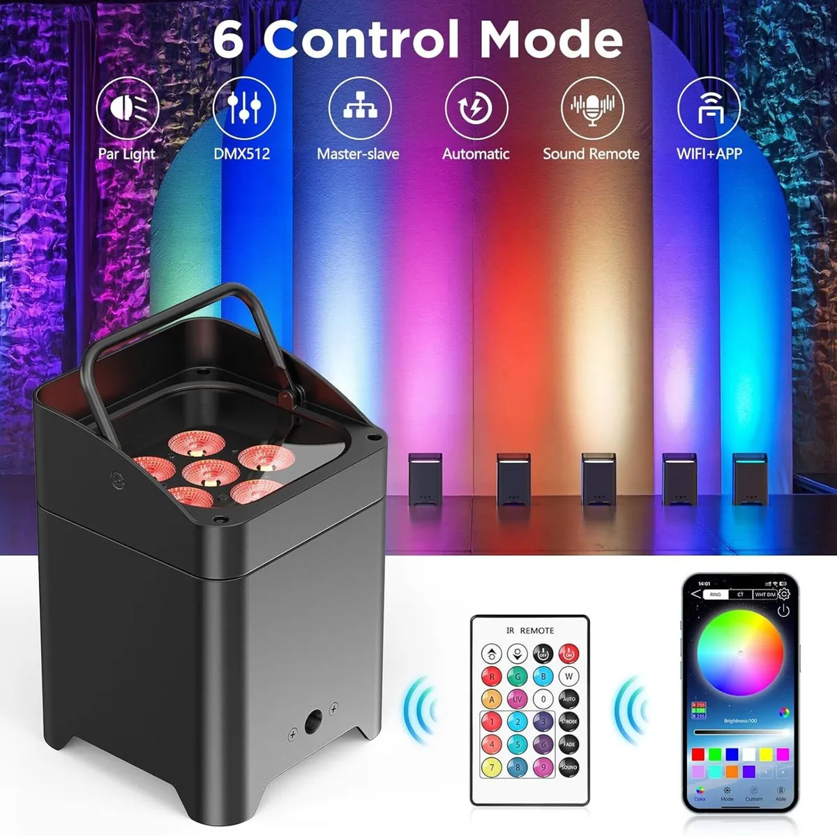 108W LED Par Uplighter Wireless Rgbwa+UV Mah - Image 3