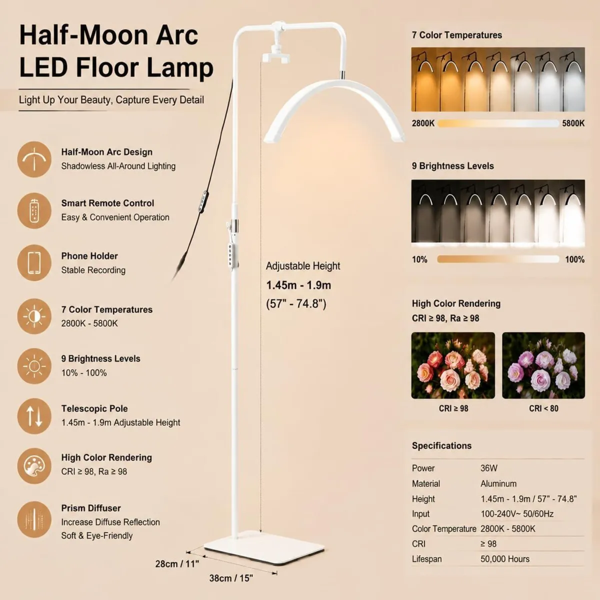 LED Half Moon Light with Remote Controller 36W - Image 2