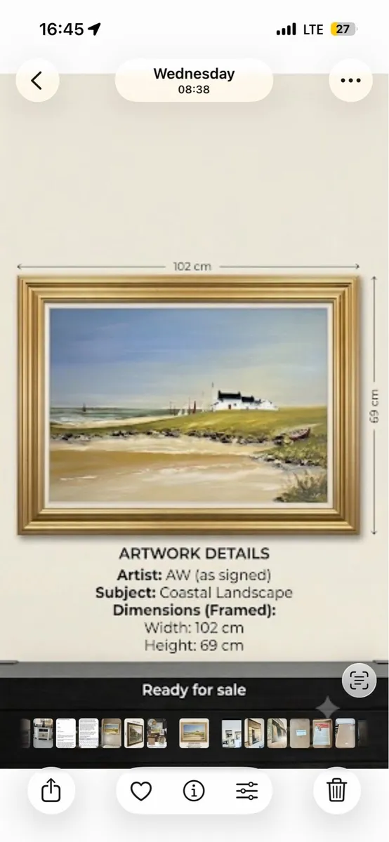 Beautiful large framed picture "Coastal Solitude" - Image 3