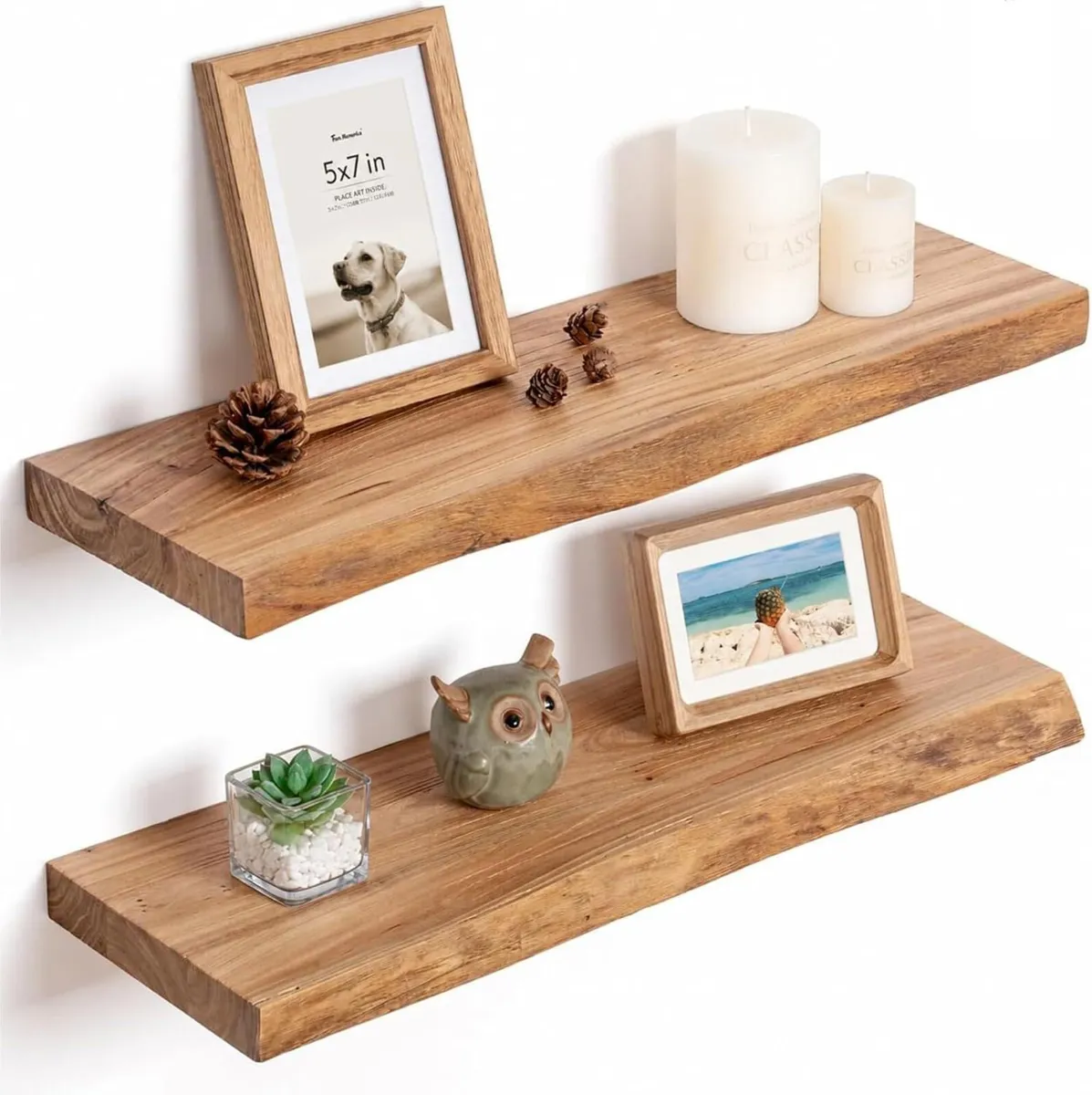 Floating Shelves for Wall x9.3" Rustic Solid Elm - Image 1