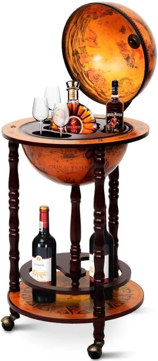 Globe Bar Made of Eucalyptus World Trolley - Image 1