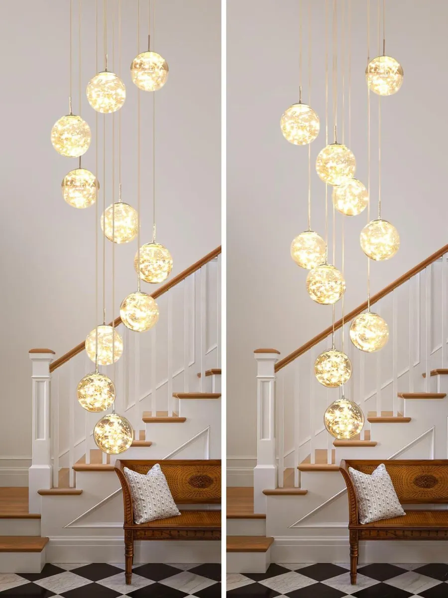 10 Glass Ball Chandelier Light Fixture Staircase - Image 3