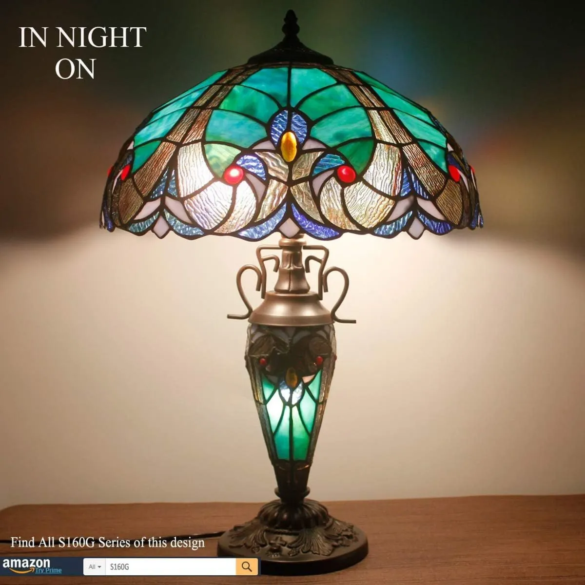 Tiffany Table Lamp Stained Glass Liaison Style - Image 2