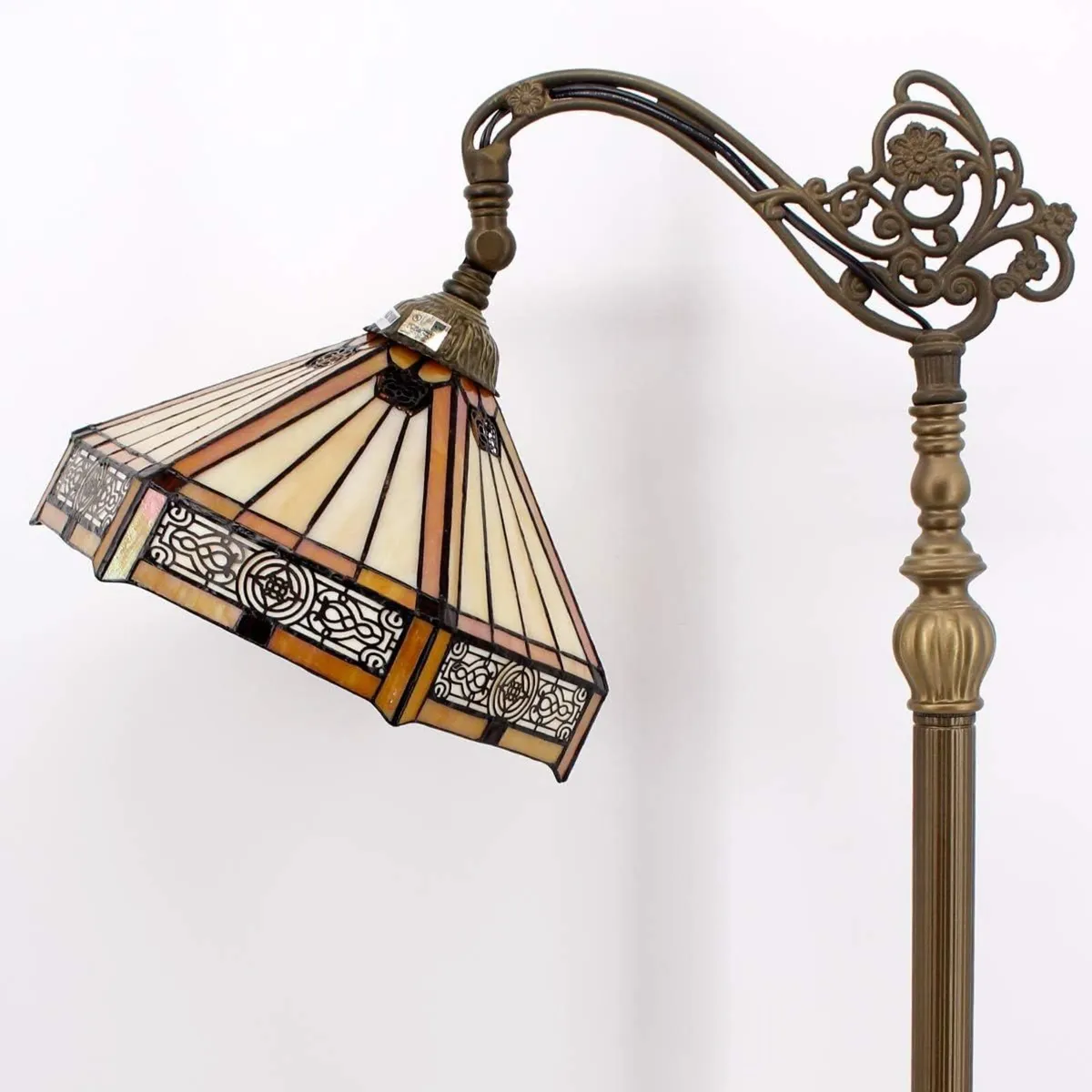Tiffany Floor Lamp Hexagon Stained Glass Arched - Image 3