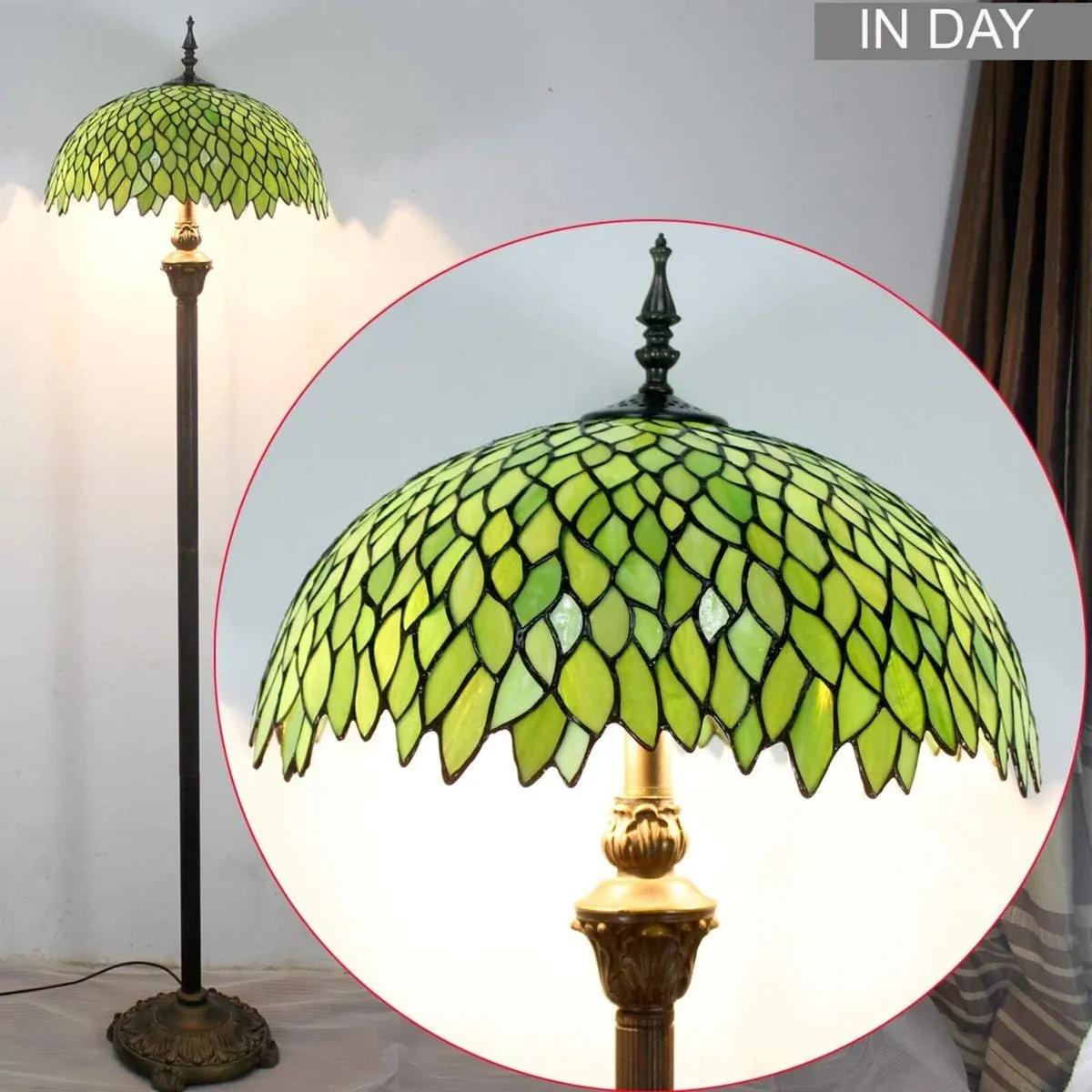 Tiffany Floor Lamp Wisteria Stained Glass - Image 3
