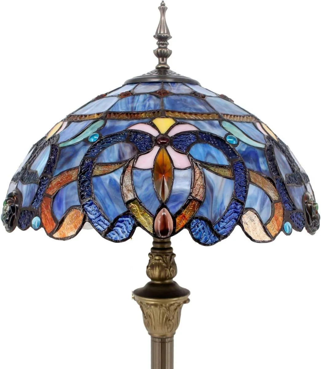 Tiffany Floor Lamp Cloudy Stained Glass Standing - Image 1