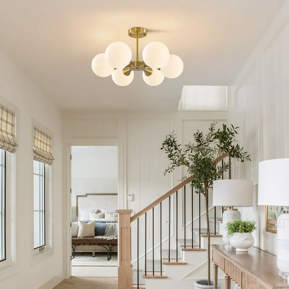 Lighting Sputnik Ceiling Light 6-Lights E27 Milk - Image 2