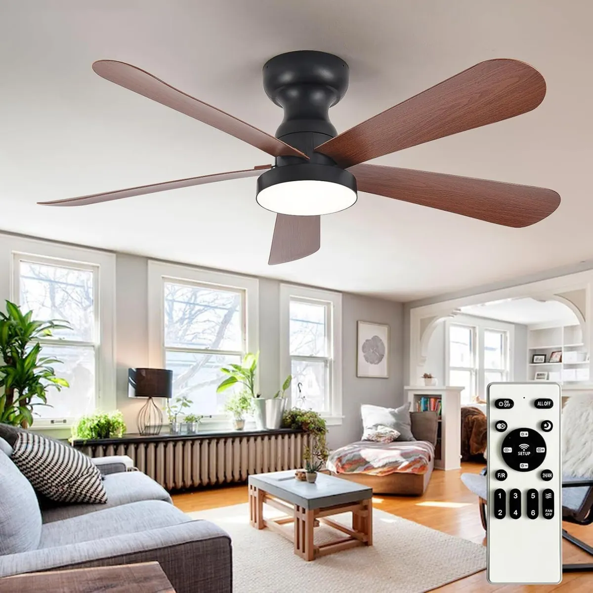 Small Ceiling Fan with Lights: 42-Inch Flush Mount - Image 1