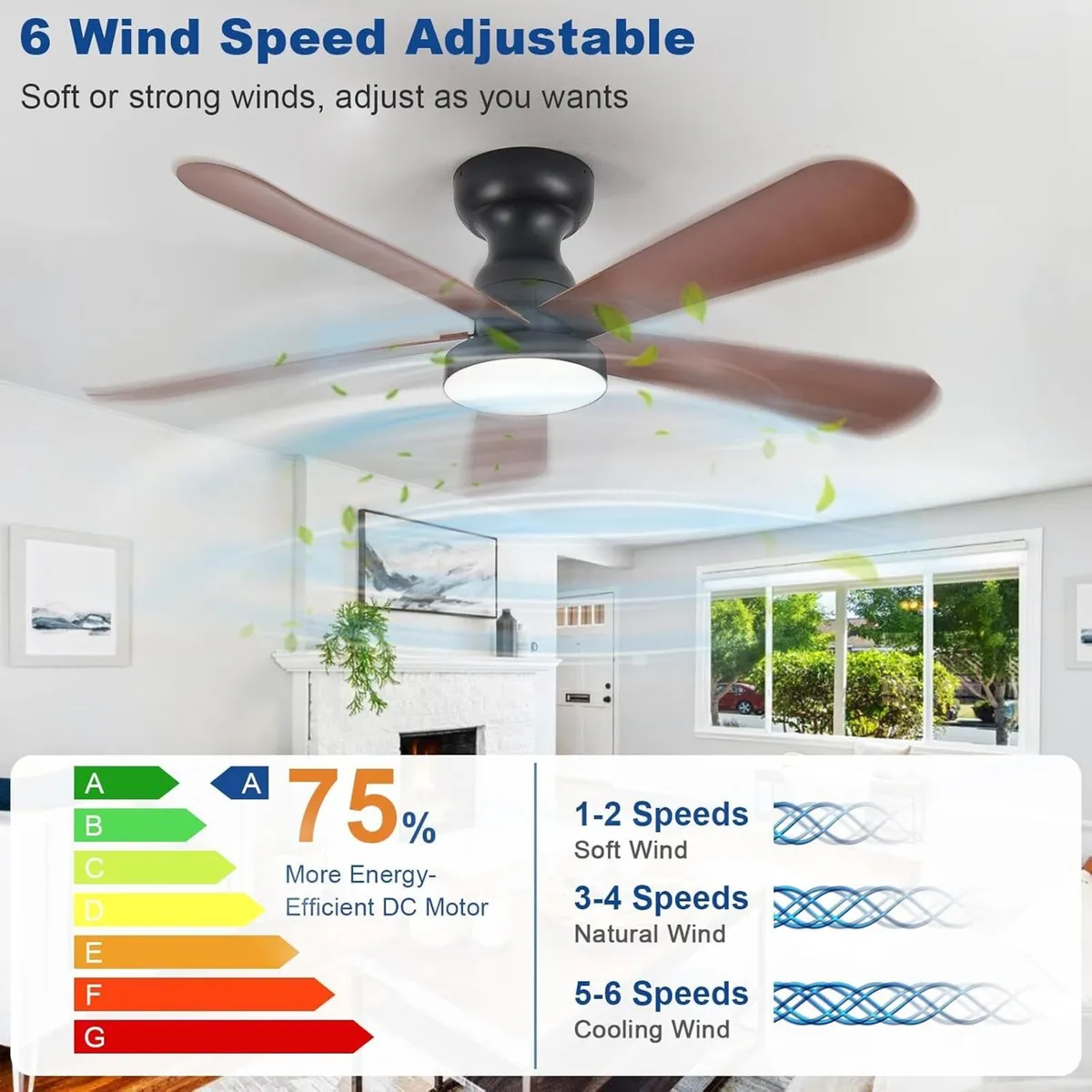 Small Ceiling Fan with Lights: 42-Inch Flush Mount - Image 3