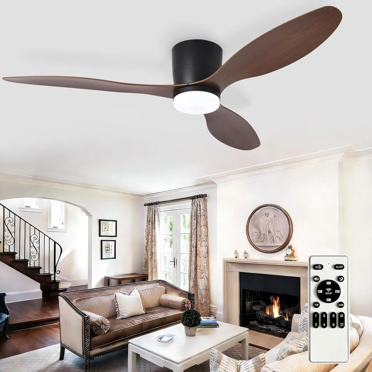 Flush Mount Ceiling Fan: 52-Inch Fans with Lights - Image 1