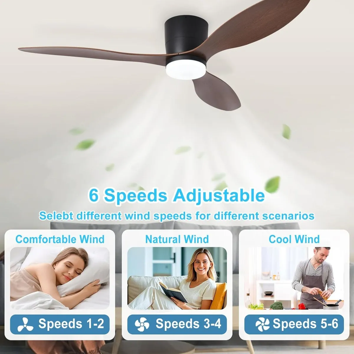 Flush Mount Ceiling Fan: 52-Inch Fans with Lights - Image 4